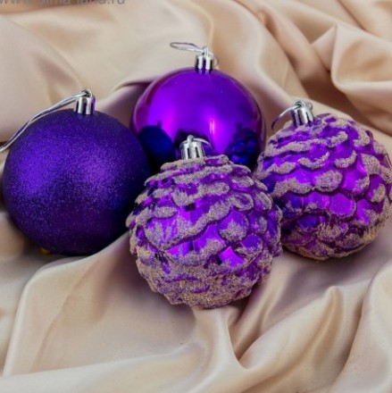 Распродажа! Набор новогодних елочных шаров  &quot;Сюрприз&quot; фиолетовый