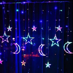 Новогодняя светодиодная гирлянда &quot;Бахрома&quot; звезды и полумесяцы, разноцветная