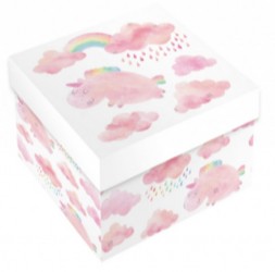 Коробка Мечты в облаках (радужный единорог), Розовый, квадрат