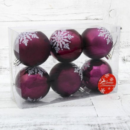 Распродажа! Набор новогодних елочных шаров &quot;Резная снежинка&quot; фиолетовый