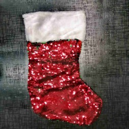 РАСПРОДАЖА! Новогодний носок для подарков, двуцветные пайетки