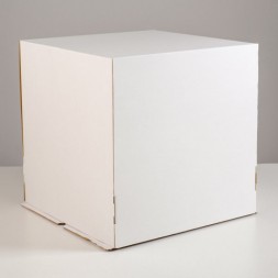 Коробка складная для торта, белый, куб