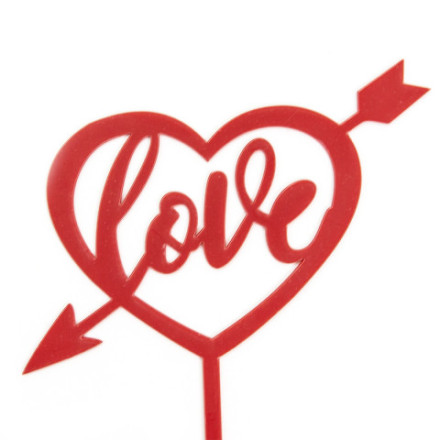 Распродажа! Топпер, Сердце, Love, Стрела Амура, Красный