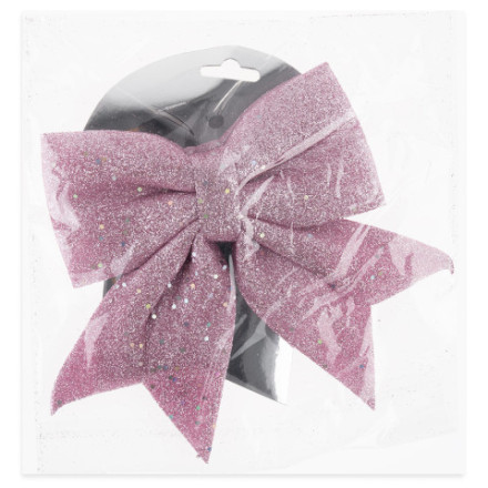 Декоративный бант Праздничный, Розовый, с блестками