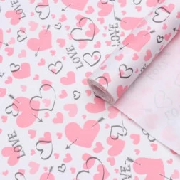 Бумага упаковочная крафт &quot;Сердечки на крафте, Love&quot; в рулоне 400 гр