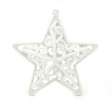 Елочные украшения  &quot;Звезды&quot; Белые / набор 4 шт/