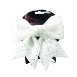 Декоративный бант, Белый, с блестками