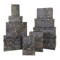 Коробка &quot;Благородный черный мрамор&quot; с тиснением фольгой