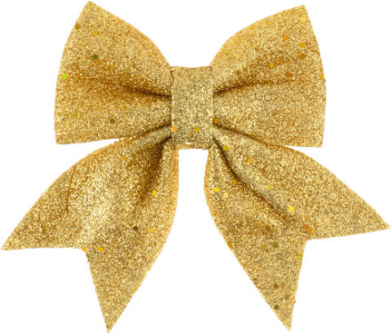 Декоративный бант Праздничный, Золото, с блестками