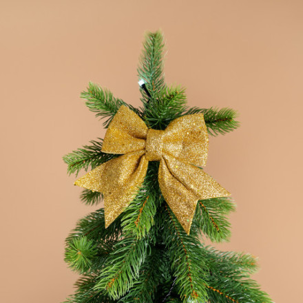 Декоративный бант Праздничный, Золото, с блестками