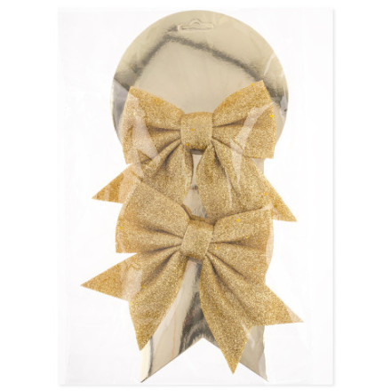 Декоративный бант Праздничный, Золото, с блестками