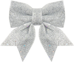 Декоративный бант Праздничный, Серебро, с блестками