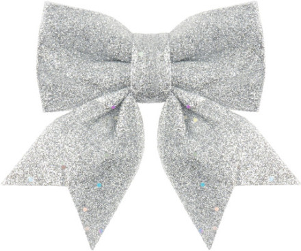 Декоративный бант Праздничный, Серебро, с блестками