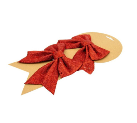 Набор бантов декоративных, Красный с блестками