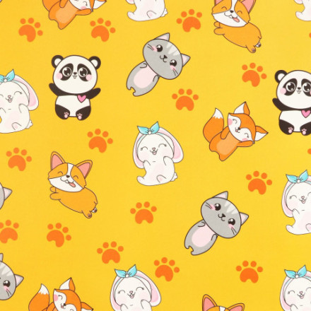 Бумага упаковочная глянцевая «Персонажи», желтый