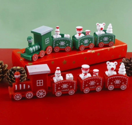 Игрушка под елку Паровозик красный 4 вагона