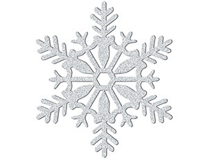 Снежинка пластик блеск серебряная