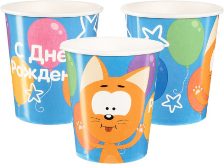 Стаканы Котенок Котэ, С Днем Рождения!