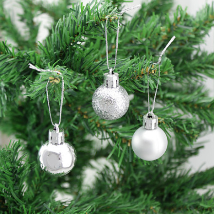 Новогодние мини-шары Серебро