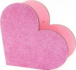 РАСПРОДАЖА! Декоративный ящик Сердце, Розовый, с блестками