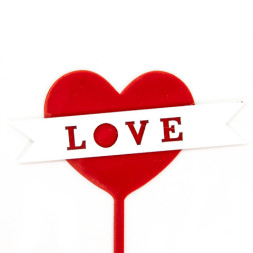 Распродажа Топпер, Сердце, Love (белая лента), Красный