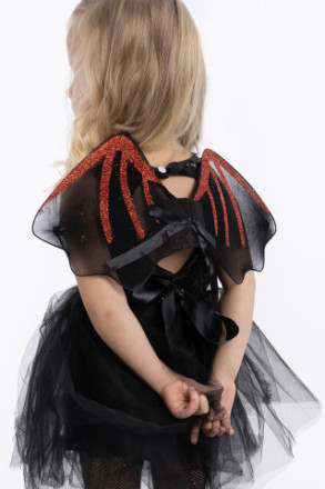 Крылья, Летучая мышь, Черный/Красный, с блестками