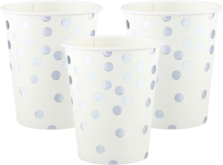 Стаканы Конфетти, Белый/Серебро, Металлик