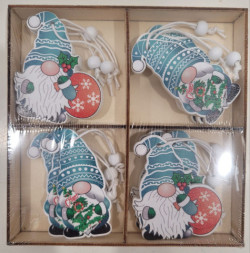 Набор деревянных елочных игрушек Новогодние гномы ассорти