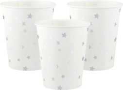 Стаканы Серебристые звезды, Белый/Серебро, Металлик