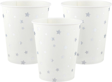 Стаканы Серебристые звезды, Белый/Серебро, Металлик