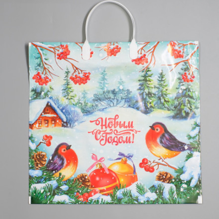 Пакет полиэтиленовый с пластиковой ручкой Птичья трель #нг