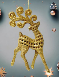 Набор ёлочных игрушек Олени, Золото глиттер