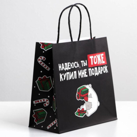 Пакет подарочный новогодний «Надеюсь ты тоже купил мне подарок» #нг