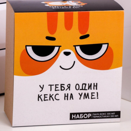 Набор У тебя один кекс на уме (термостакан 350 мл, ланч-бокс 500 мл)