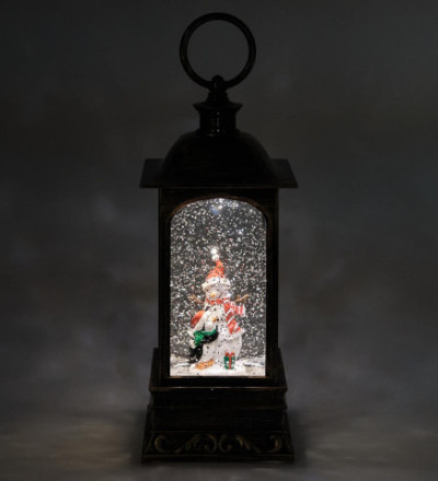 Новогодний светодиодный музыкальный фонарь Снеговик с пингвином