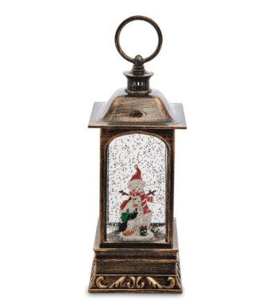 Новогодний светодиодный музыкальный фонарь Снеговик с пингвином