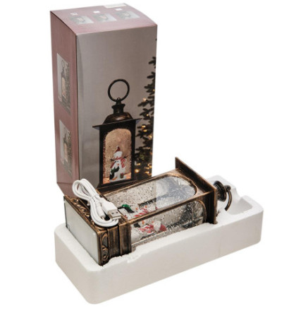 Новогодний светодиодный музыкальный фонарь Снеговик с пингвином