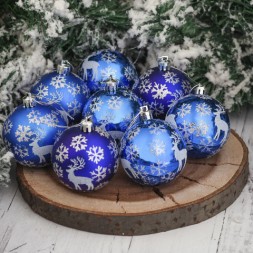 Набор новогодних елочных шаров &quot;Северный олень&quot;, синий