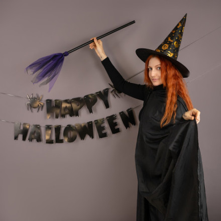 Аксессуар на Хэллоуин, Метла (сборно-разборная), Фиолетовый