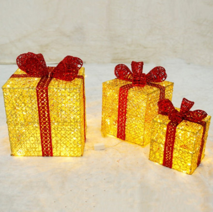 Набор светодиодных фигур Подарки из проволоки, Золото
