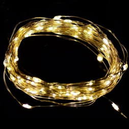 Светодиодная гирлянда &quot;Роса&quot; на батарейках, теплое свечение, серебристый провод