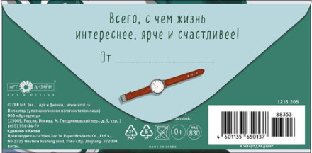 Конверт для денег Премиум В день рождения молодежный мужской, деталь снаружи