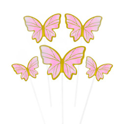 Топперы, Волшебные бабочки, Розовый/Золото