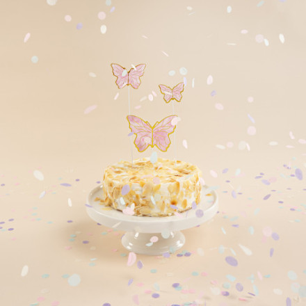 Топперы, Волшебные бабочки, Розовый/Золото