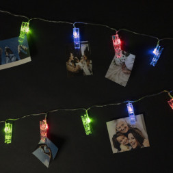 Светодиодная гирлянда Прищепки, Разноцветный, Мерцающий цвет, 20 Led, IP14