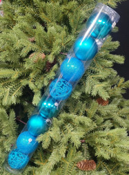 Набор новогодних ёлочных шаров 4 дизайна Бирюзовый