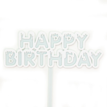 Топпер Happy Birthday (мороженое), Голубой