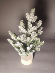 Елка заснеженная настольная на спиле дерева