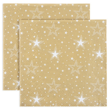 Сервировочные салфетки, Белые звезды, Золото