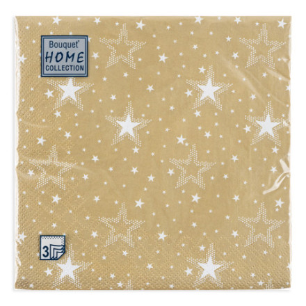 Сервировочные салфетки, Белые звезды, Золото